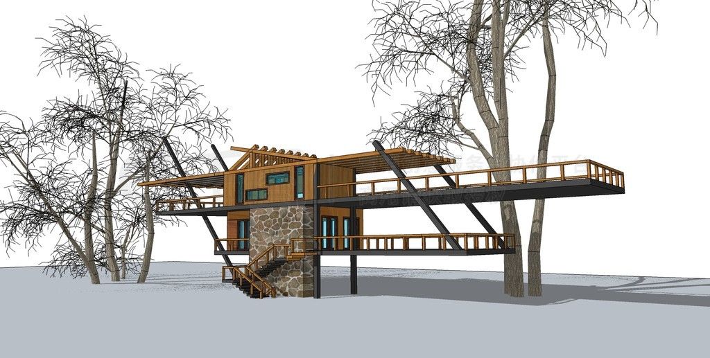 鋼結(jié)構(gòu)觀景臺(tái)效果圖 結(jié)構(gòu)砌體施工 第1張