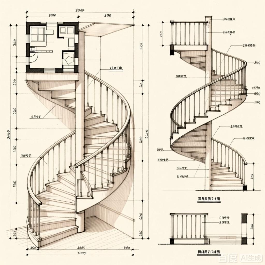 螺旋樓梯設(shè)計(jì)尺寸詳圖怎么畫（螺旋樓梯設(shè)計(jì)尺寸詳圖）
